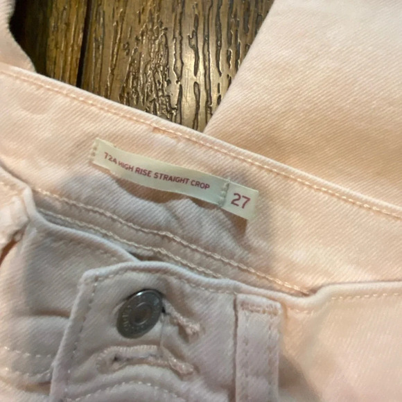 Levi High Rise Straight Crop Light Pink Size 27 B18 - Picture 3 of 7